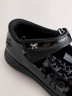 Black Patent Bow Mary Jane School Shoes