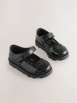 Black Patent Cat Character Mary Jane School Shoes