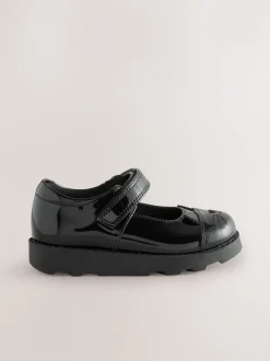 Black Patent Cat Character Mary Jane School Shoes