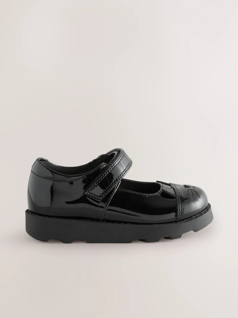 Black Patent Cat Character Mary Jane School Shoes