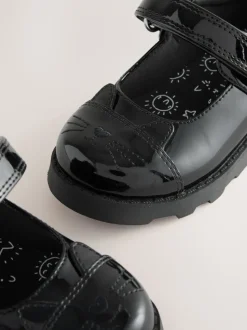 Black Patent Cat Character Mary Jane School Shoes