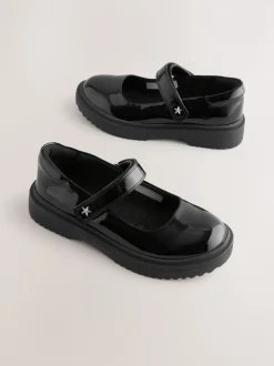 Black Patent Chunky Mary Jane School Shoes