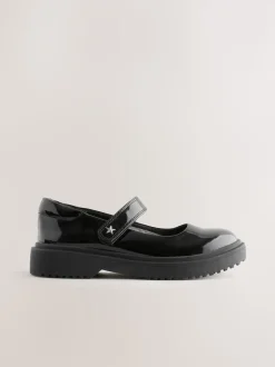 Black Patent Chunky Mary Jane School Shoes
