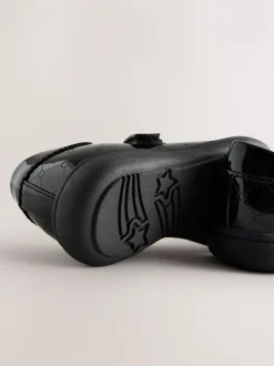Black Patent Heart Embossed School Mary Jane Shoes