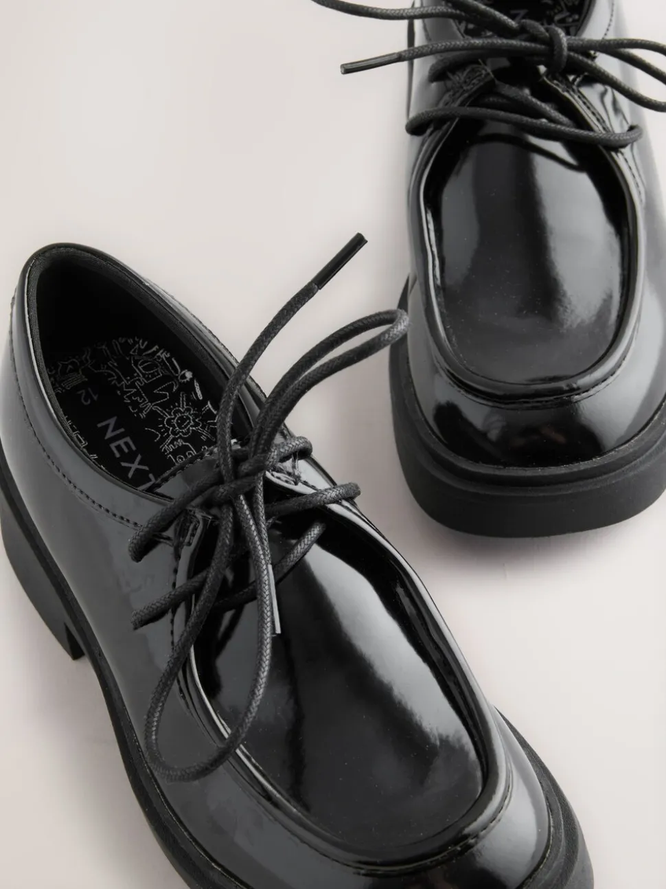 Black Patent Lace School Shoes