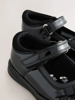 Black Patent Leather Standard Fit (F) Bow Mary Jane School Shoes