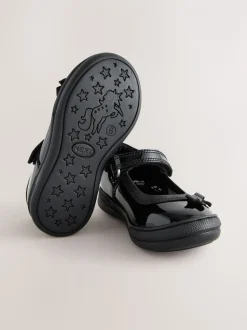 Black Patent Leather Standard Fit (F) Bow Mary Jane School Shoes