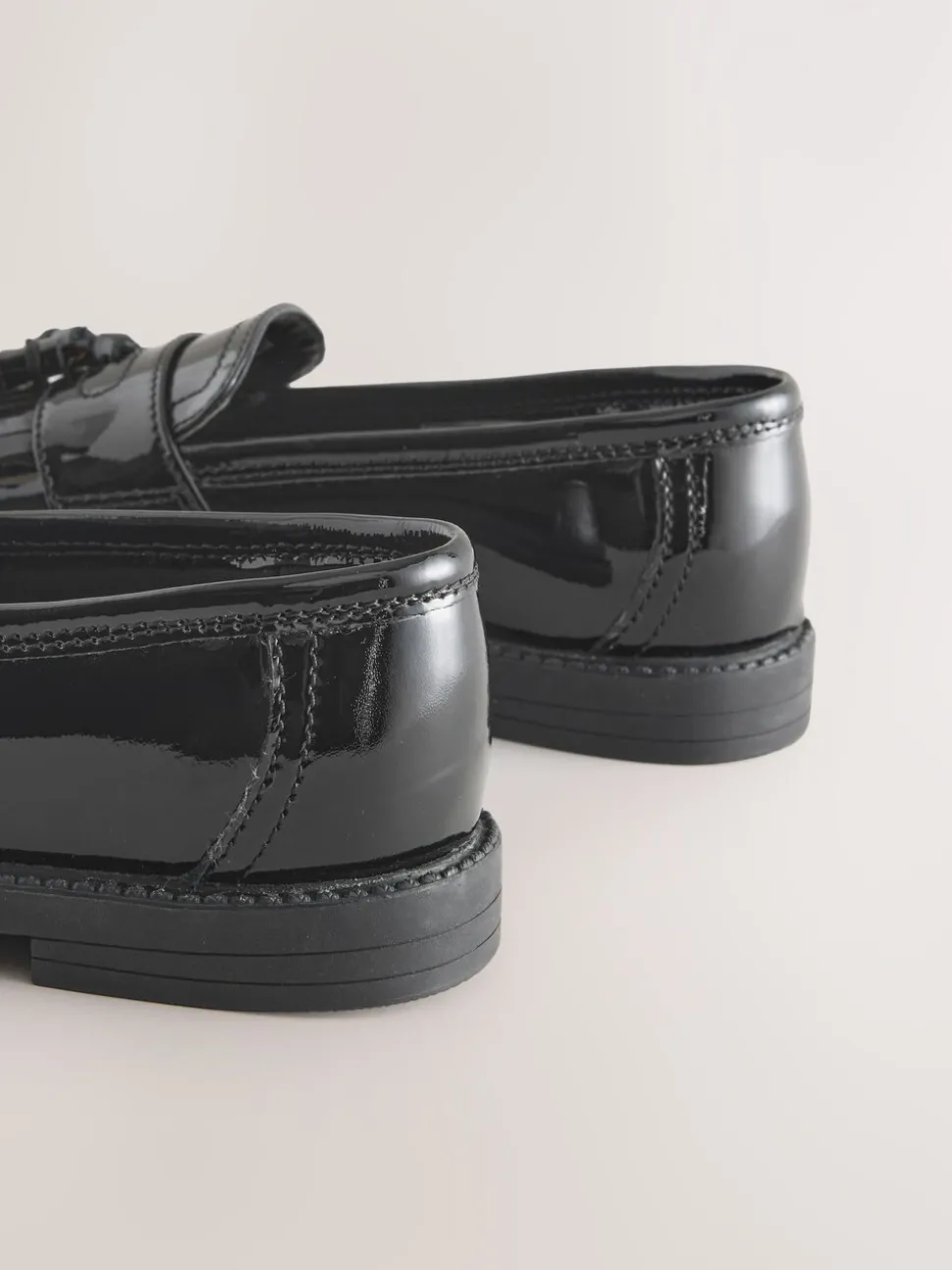 Black Patent Narrow Fit (E) Leather Tassel Loafer School Shoes