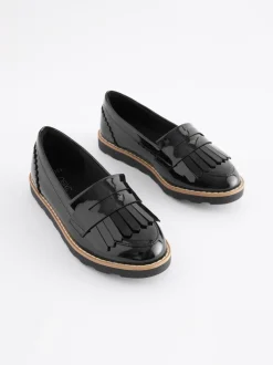 Black Patent Narrow Fit (E) School Tassel Loafers