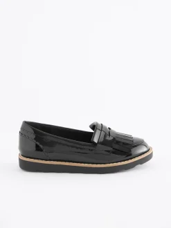Black Patent Narrow Fit (E) School Tassel Loafers