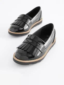 Black Patent Narrow Fit (E) School Tassel Loafers