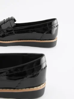 Black Patent Narrow Fit (E) School Tassel Loafers