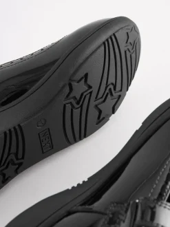 Black Patent Narrow Fit (E) School Leather Brogue Detail Mary Jane Shoes