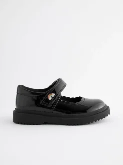 Black Patent Rainbow Chunky Mary Jane School Shoes