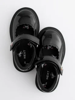 Black Patent Rainbow Chunky Mary Jane School Shoes