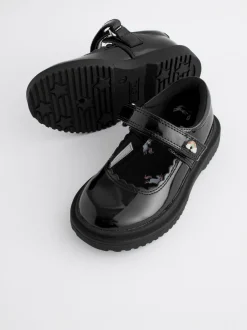 Black Patent Rainbow Chunky Mary Jane School Shoes