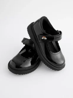Black Patent Rainbow Chunky Mary Jane School Shoes