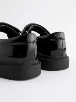 Black Patent Rainbow Chunky Mary Jane School Shoes