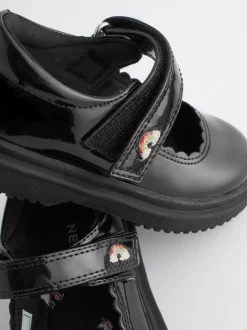 Black Patent Rainbow Chunky Mary Jane School Shoes