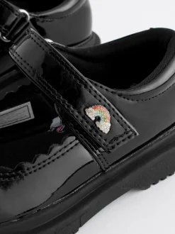 Black Patent Rainbow Chunky Mary Jane School Shoes
