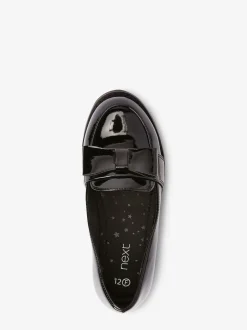 Black Patent School Bow Loafers