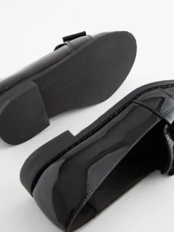 Black Patent School Bow Loafers