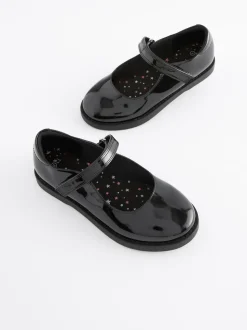 Black Patent School Mary Jane Crepe Sole Shoes