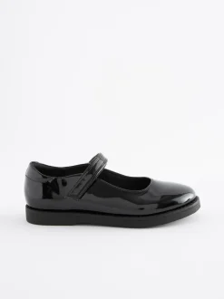 Black Patent School Mary Jane Crepe Sole Shoes