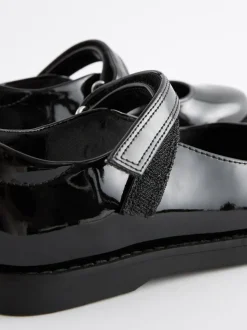 Black Patent School Mary Jane Crepe Sole Shoes