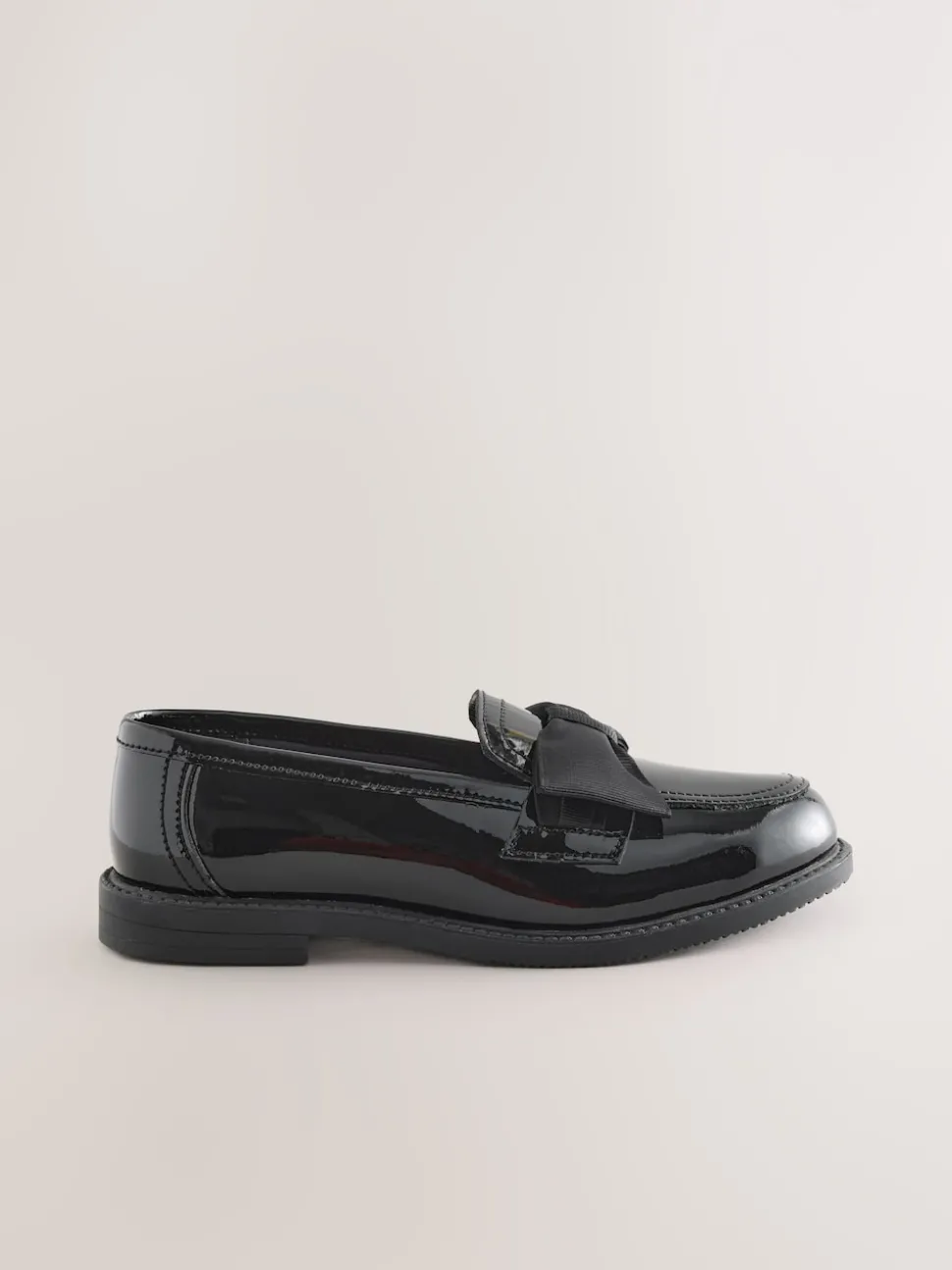 Black Patent Standard Fit (F) Leather Bow Loafer School Shoes