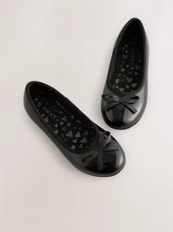 Black Patent Standard Fit (F) Leather Ballerina School Shoes