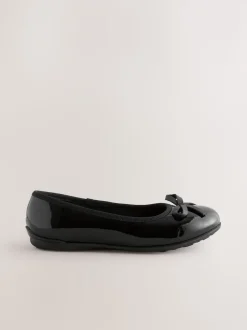 Black Patent Standard Fit (F) Leather Ballerina School Shoes