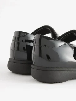 Black Patent Standard Fit (F) School Junior Butterfly Mary Jane Shoes