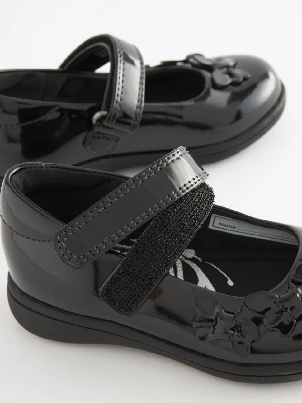 Black Patent Standard Fit (F) School Junior Butterfly Mary Jane Shoes