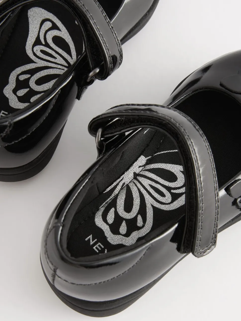 Black Patent Standard Fit (F) School Junior Butterfly Mary Jane Shoes