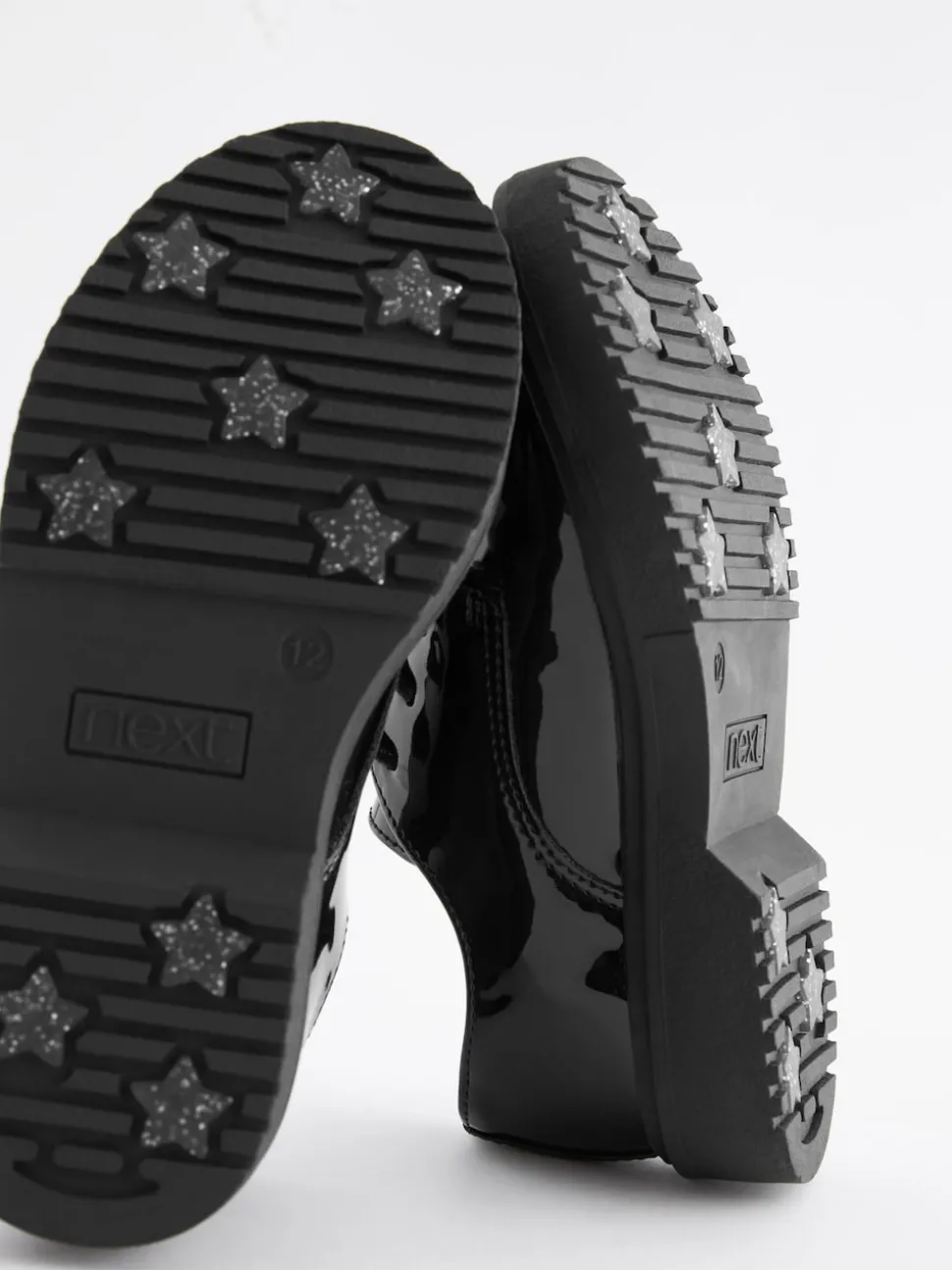 Black Patent Standard Fit (F) School Chunky Lace-Up Shoes