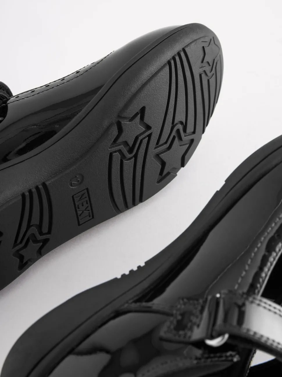 Black Patent Standard Fit (F) School Leather Brogue Detail Mary Jane Shoes