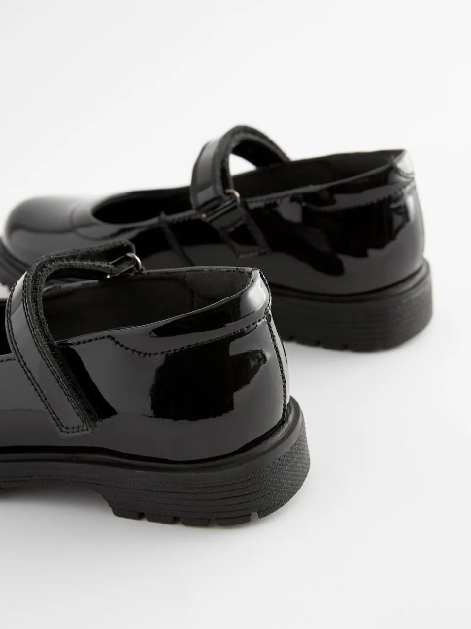 Black Patent Standard Fit (F) School Leather Chunky Mary Jane Shoes