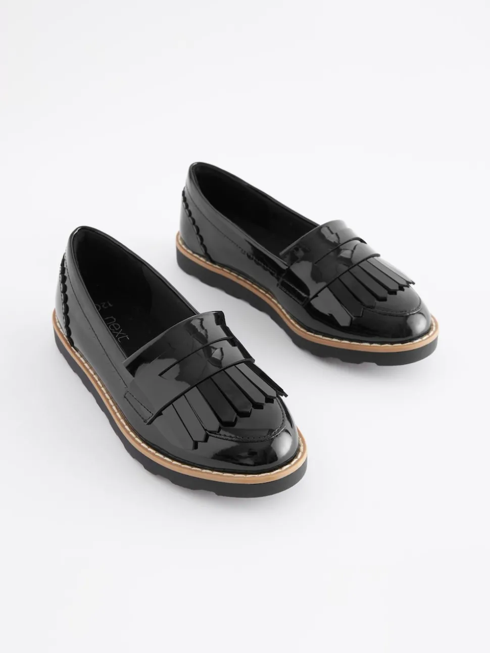 Black Patent Standard Fit (F) School Tassel Loafers