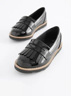 Black Patent Standard Fit (F) School Tassel Loafers
