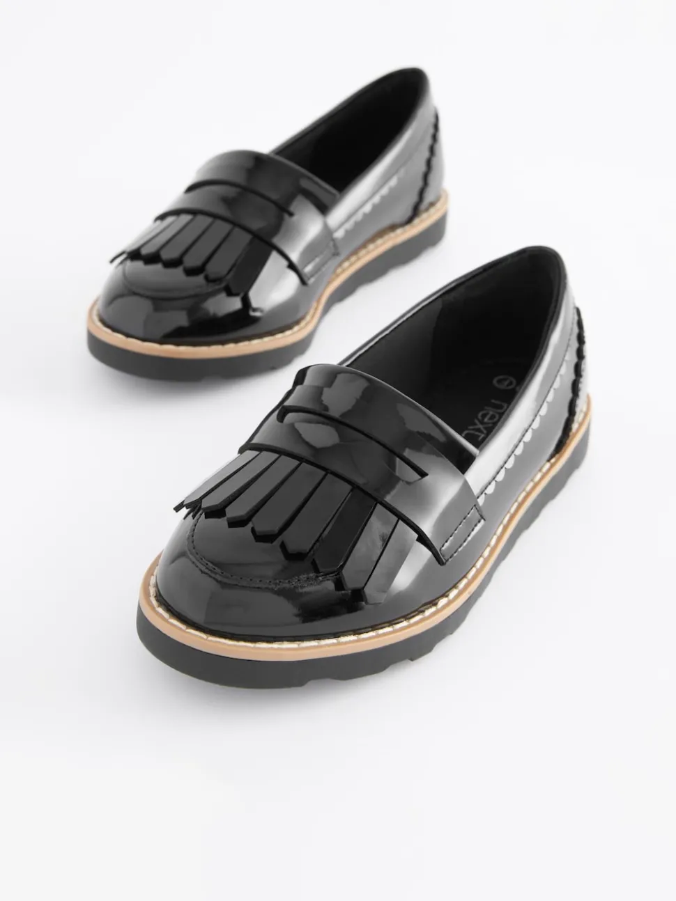 Black Patent Standard Fit (F) School Tassel Loafers