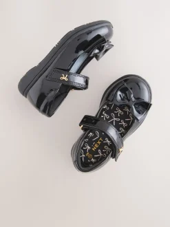 Black Patent Standard Fit (F) Bow Mary Jane School Shoes