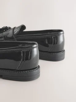 Black Patent Standard Fit (F) Leather Tassel Loafer School Shoes