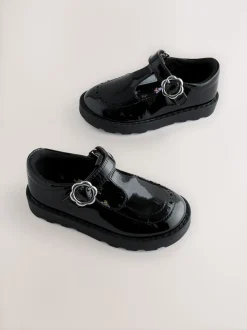 Black Patent T-Bar School Shoes