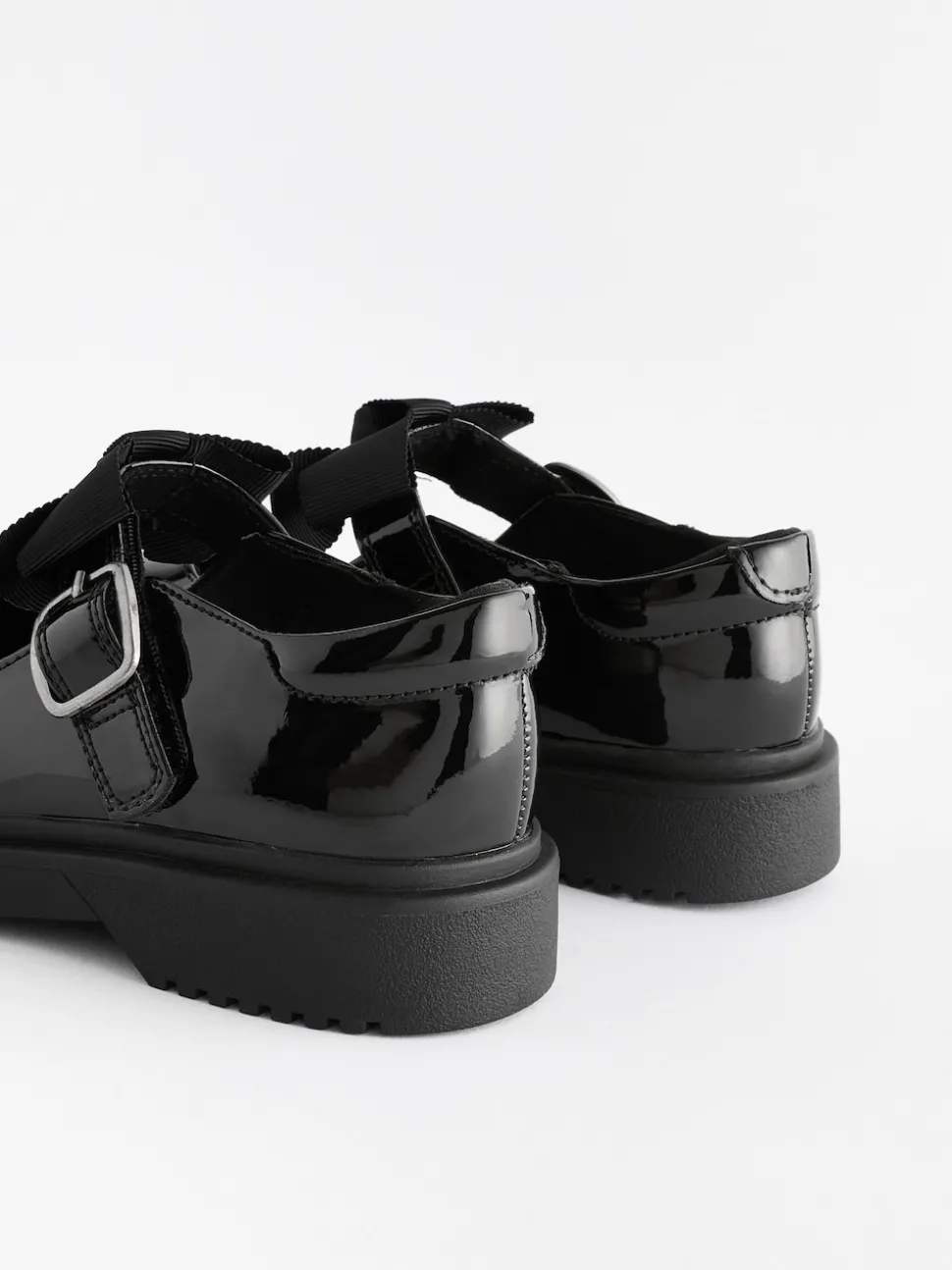 Black Patent Wide Fit (G) Bow Chunky Mary Jane School Shoes