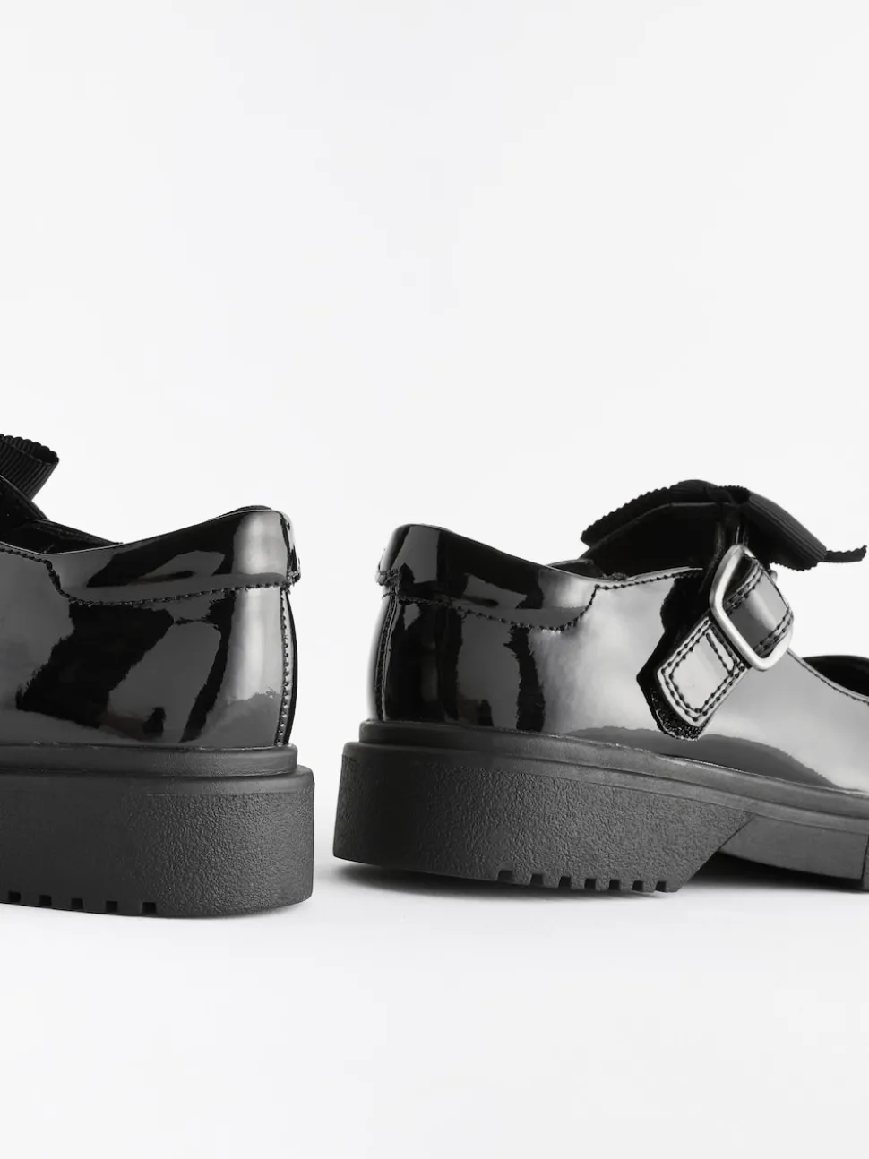 Black Patent Wide Fit (G) Bow Chunky Mary Jane School Shoes