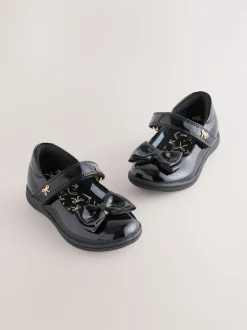 Black Patent Wide Fit (G) Bow Mary Jane School Shoes