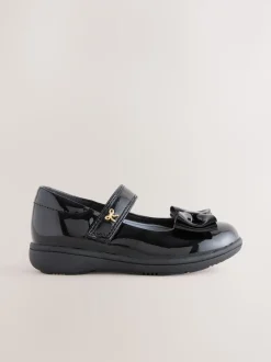 Black Patent Wide Fit (G) Bow Mary Jane School Shoes