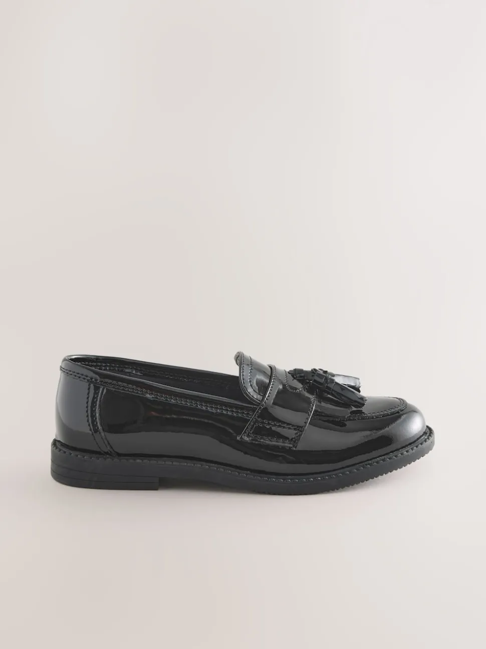 Black Patent Wide Fit (G) Leather Tassel Loafer School Shoes