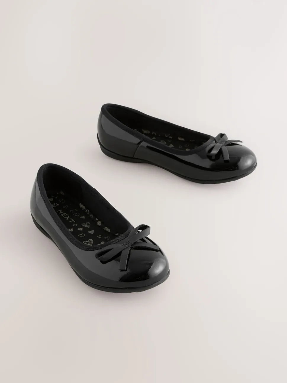 Black Patent Wide Fit (G) Leather Ballerina School Shoes